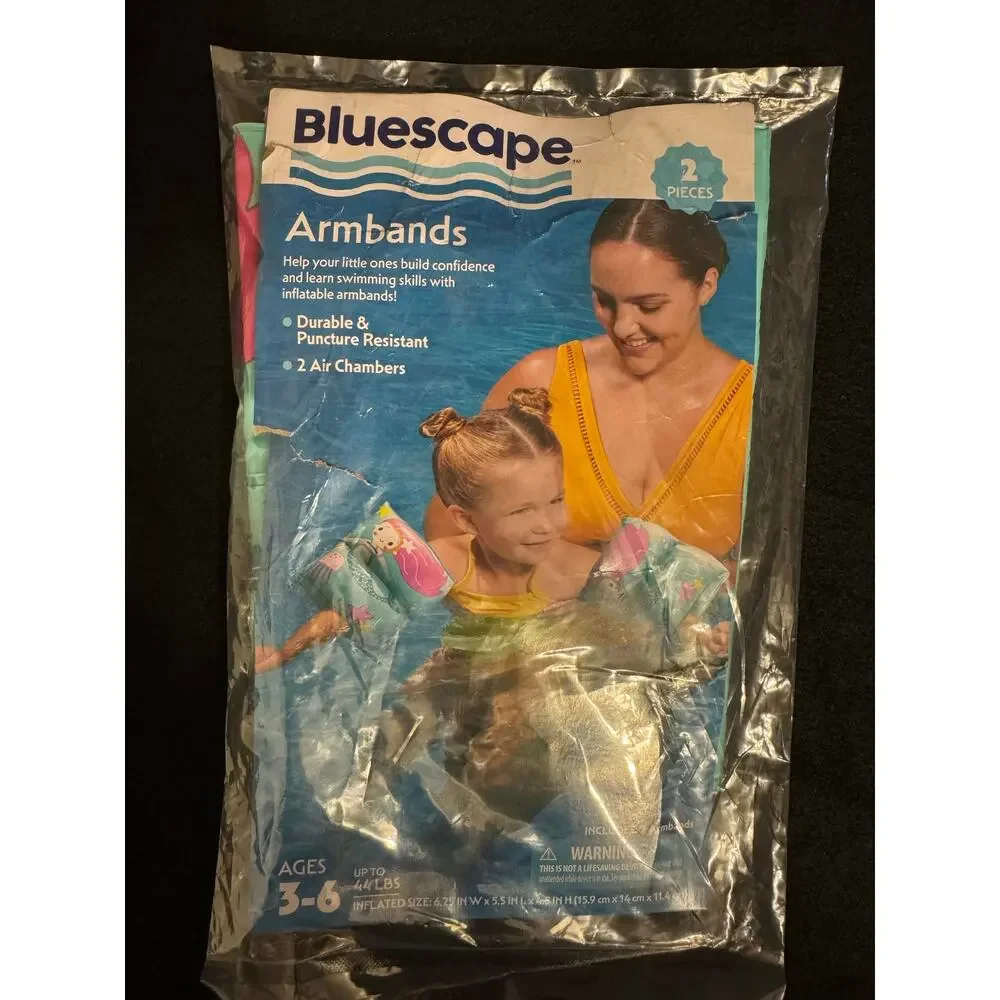 Bluescape Kids Inflatable Swim Armbands Mermaid, 2-Piece New in Bag